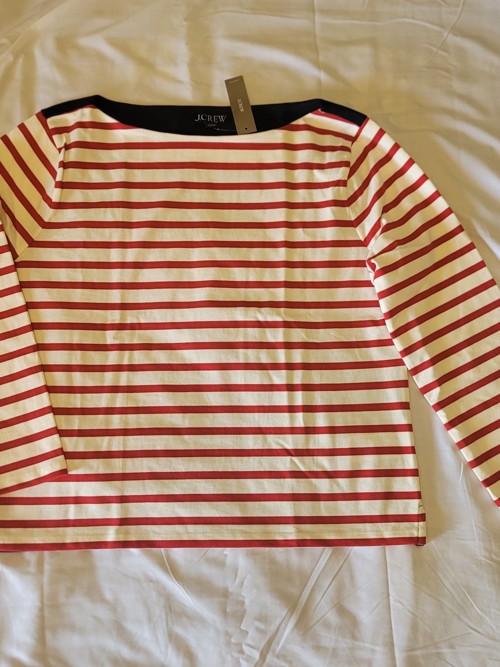 J. Crew Women's M Red & White Striped Long-Sleeve Top Cotton NWT